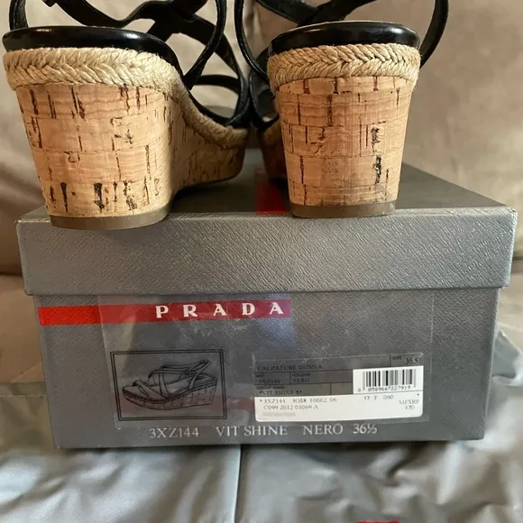 Prada Black Espadrilles with Criss-Cross Design