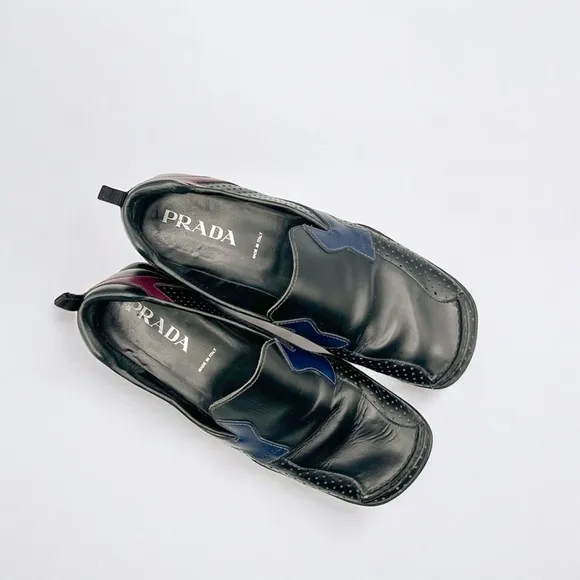 Prada Black Leather Slip-On Loafers