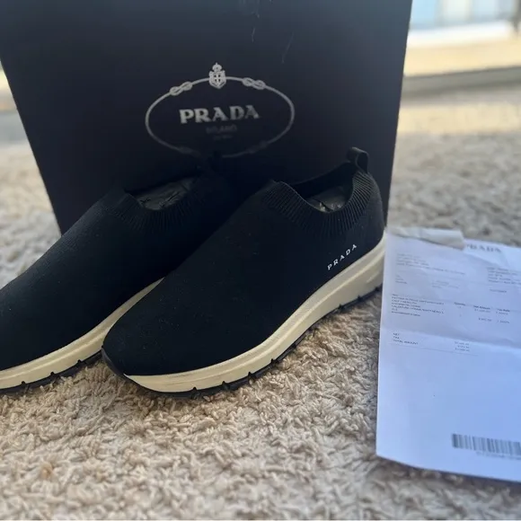Prada Black Slip-On Sneakers with Modern Silhouette