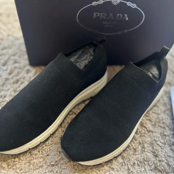 Prada Black Slip-On Sneakers with Modern Silhouette