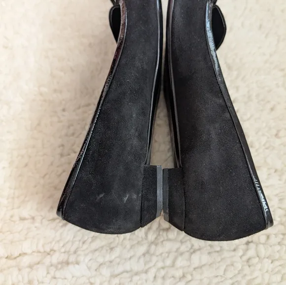 Prada Black Velvet Leather Bow Detail Pointed Toe Flats