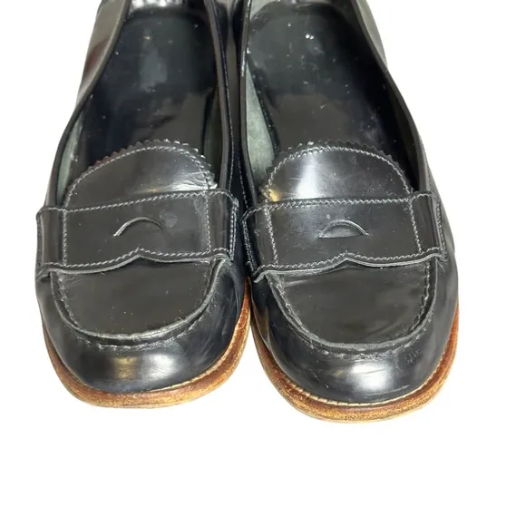 Prada Brushed Leather Penny Loafers women SZ 37 US 7 Peek A Boo Good Condition
