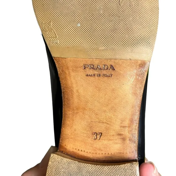 Prada Brushed Leather Penny Loafers women SZ 37 US 7 Peek A Boo Good Condition