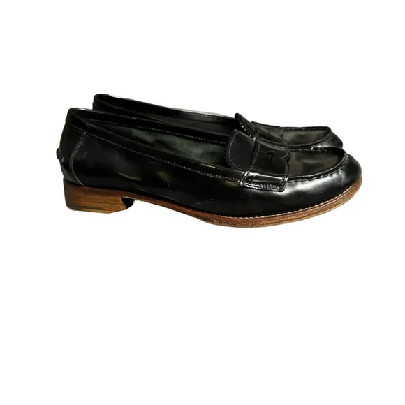 Prada Brushed Leather Penny Loafers women SZ 37 US 7 Peek A Boo Good Condition