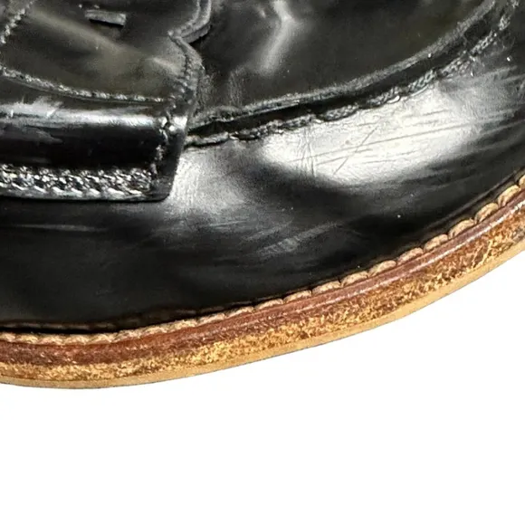Prada Brushed Leather Penny Loafers women SZ 37 US 7 Peek A Boo Good Condition