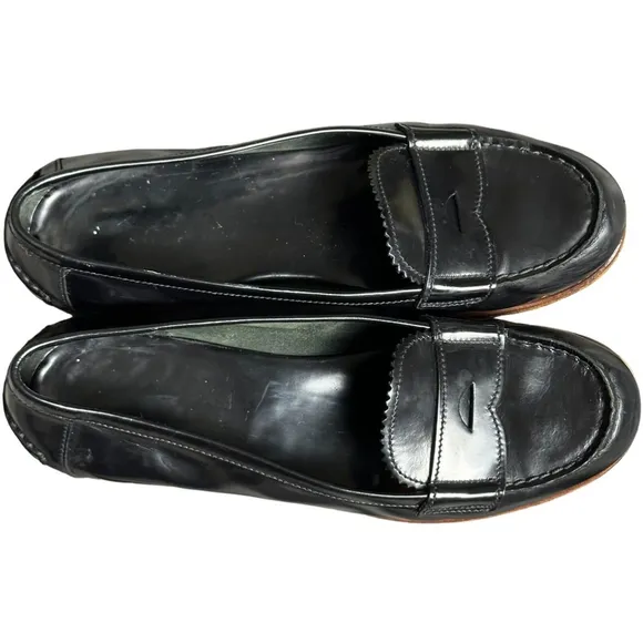 Prada Brushed Leather Penny Loafers women SZ 37 US 7 Peek A Boo Good Condition
