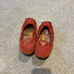 Prada crunchy loafer in bright red