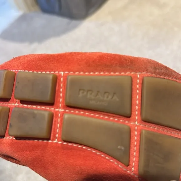 Prada crunchy loafer in bright red