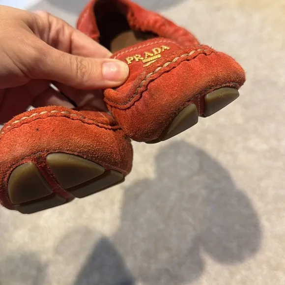 Prada crunchy loafer in bright red