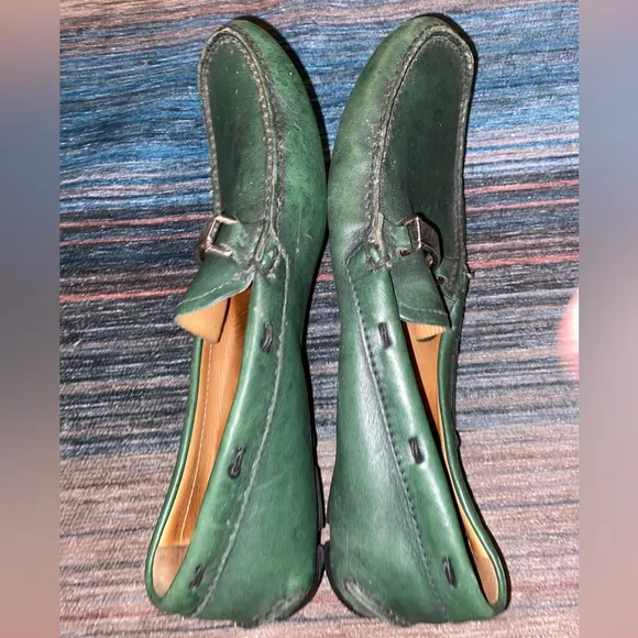 Prada Green Leather Loafers Sz Mens 8