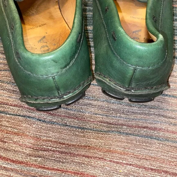 Prada Green Leather Loafers Sz Mens 8