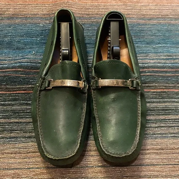 Prada Green Leather Loafers Sz Mens 8