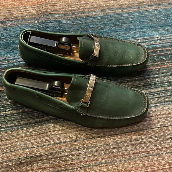 Prada Green Leather Loafers Sz Mens 8