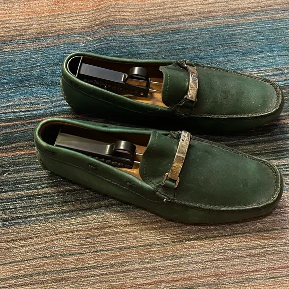 Prada Green Leather Loafers Sz Mens 8