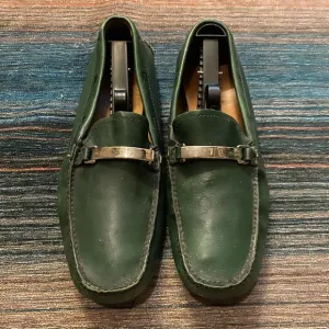 Prada Green Leather Loafers Sz Mens 8