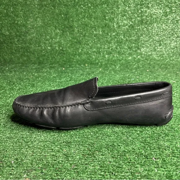 Prada Mens Black Leather Loafers Drivers Shoes Made in Italy - US Size 11