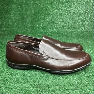 Prada Mens Brown Leather Loafers Drivers Shoes Made in Italy - US Size 11.5