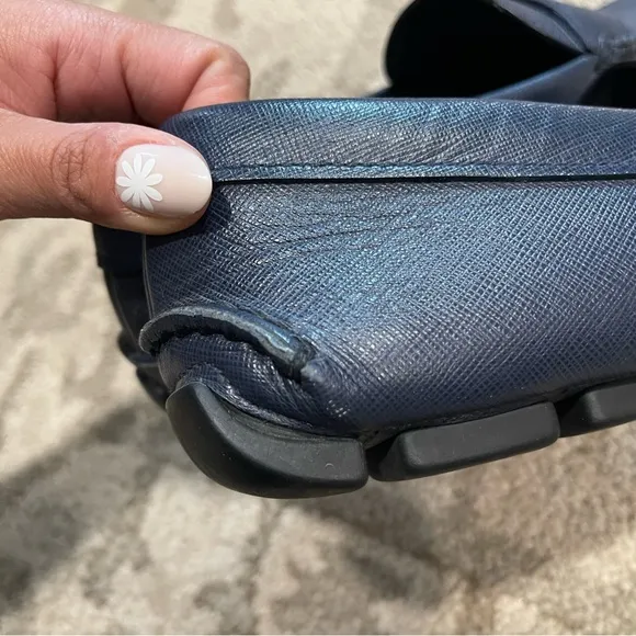 Prada | Men’s Navy Leather Loafers Size: 11
