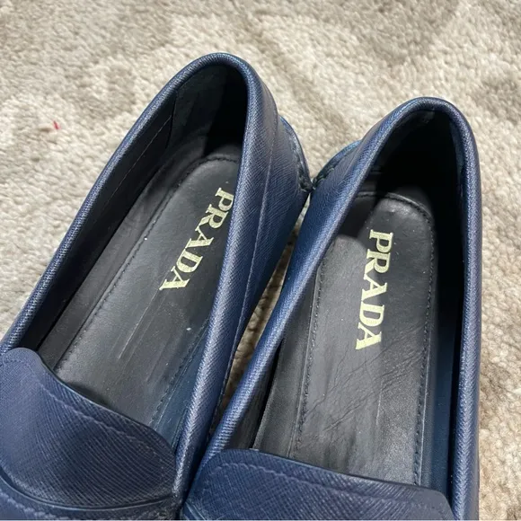 Prada | Men’s Navy Leather Loafers Size: 11