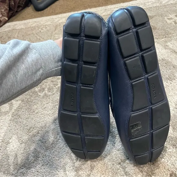 Prada | Men’s Navy Leather Loafers Size: 11