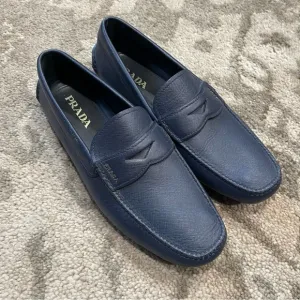Prada | Men’s Navy Leather Loafers Size: 11
