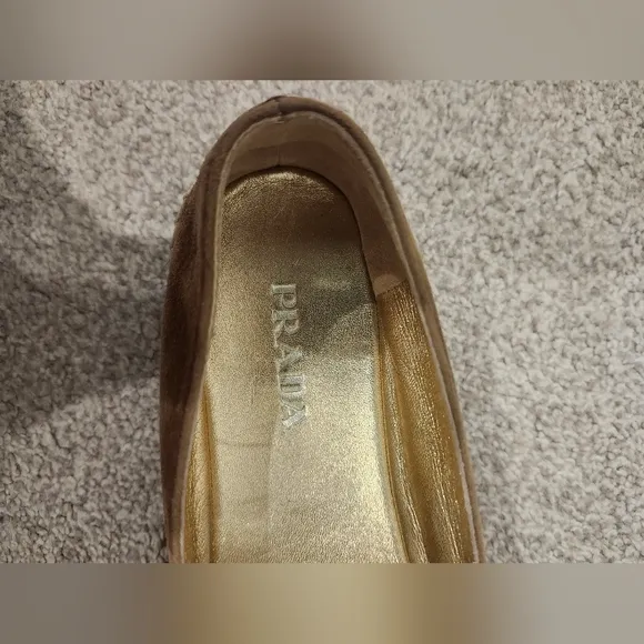 Prada Pointed Toe Suede Espadrille Slip on Shoes Espadrilles 37.5 Made in Italy