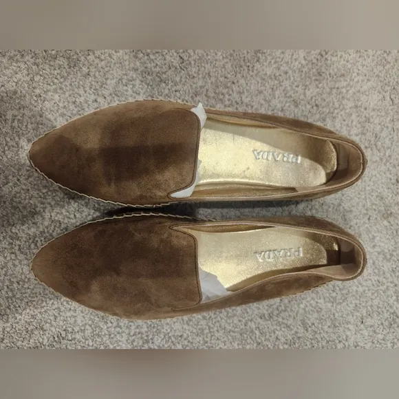 Prada Pointed Toe Suede Espadrille Slip on Shoes Espadrilles 37.5 Made in Italy