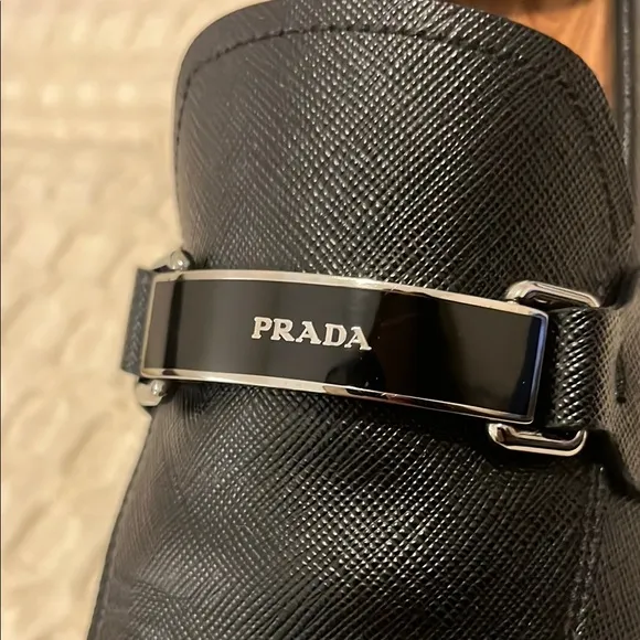 Prada Saffiano Men's Black Leather Loafers