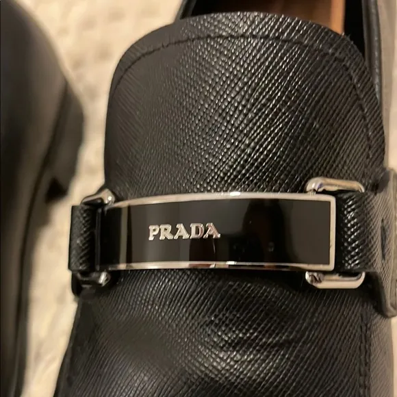 Prada Saffiano Men's Black Leather Loafers