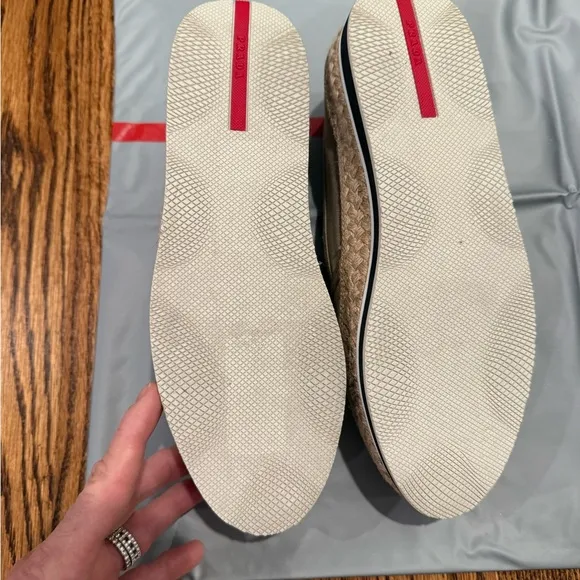 PRADA SPORT CANVAS SLIP-ON ESPADRILLES KHAKI LOAFER - Retail $495