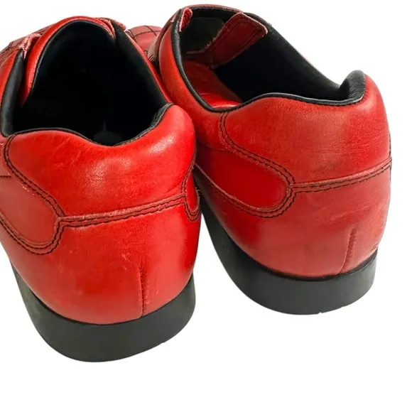 PRADA Sport Size 8.5 Red Leather Hook &amp; Loop Loafers