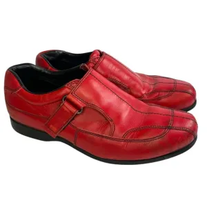 PRADA Sport Size 8.5 Red Leather Hook &amp; Loop Loafers