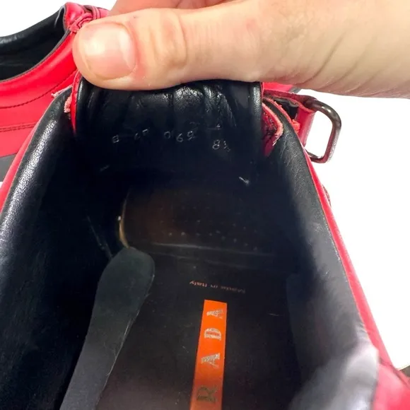 PRADA Sport Size 8.5 Red Leather Hook &amp; Loop Loafers