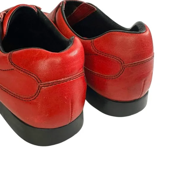 PRADA Sport Size 8.5 Red Leather Hook &amp; Loop Loafers