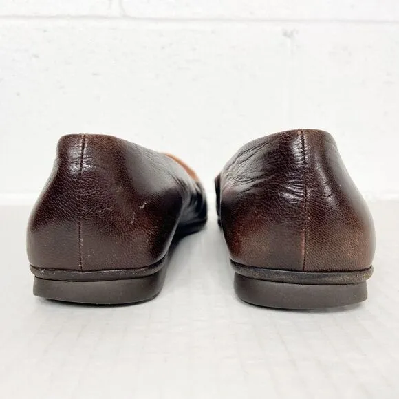 Prada Vintage Slip On Leather Loafers Pink Brown Two Tone Womens Size 38