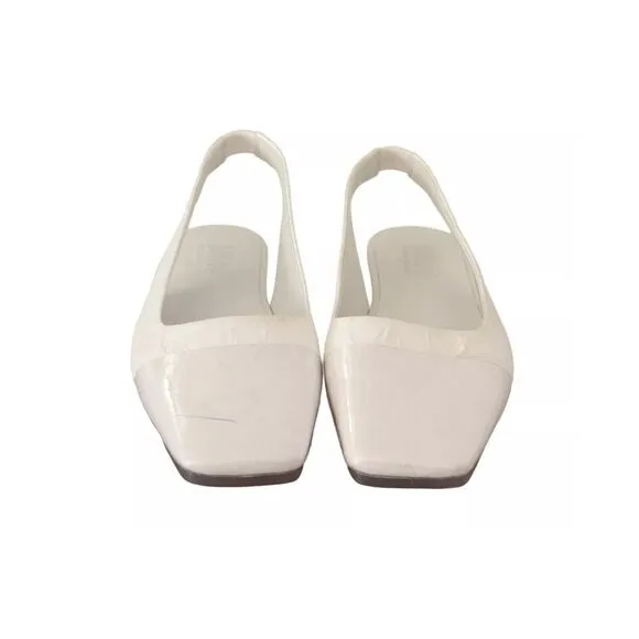 Pre Loved Maison Margiela Leather Slingback Flats Women White