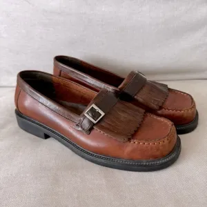 Predictions Brown Tan Leather Loafers Flats