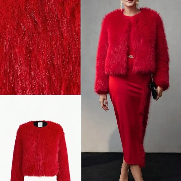 PREMIUM FLUFFY SOLID OPEN FRONT COAT