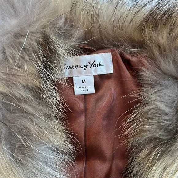 Preston &amp;York women’s brown leather and fur jacket szM