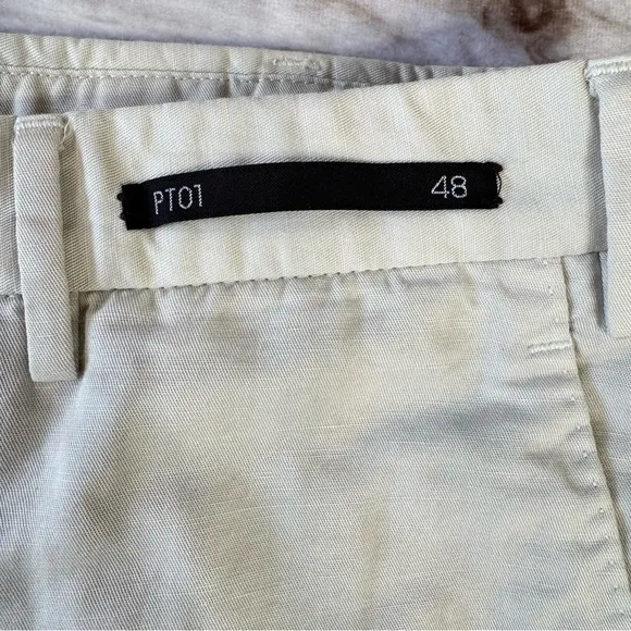 PT01 Pantaloni Torino Khaki Tan Business Shorts Linen Cotton Blend Made In Italy