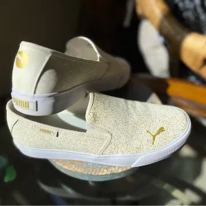 ⚜️PUMA⚜️- Gold/Cream Speckled Slip-on Sneakers-size-8.5