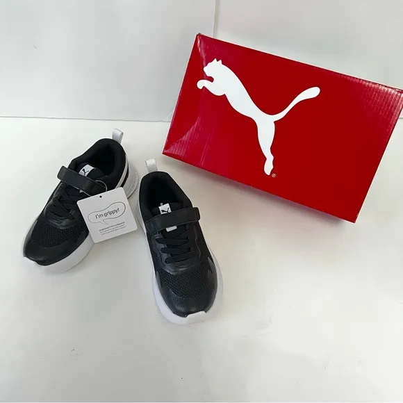 PUMA Kids' Black &amp; White Evolve Mesh Sneaker - New In Box