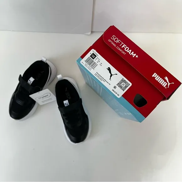 PUMA Kids' Black &amp; White Evolve Mesh Sneaker - New In Box