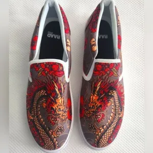 RAAD Japanese Dragon slip on sneakers