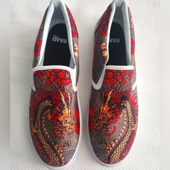 RAAD Japanese Dragon slip on sneakers