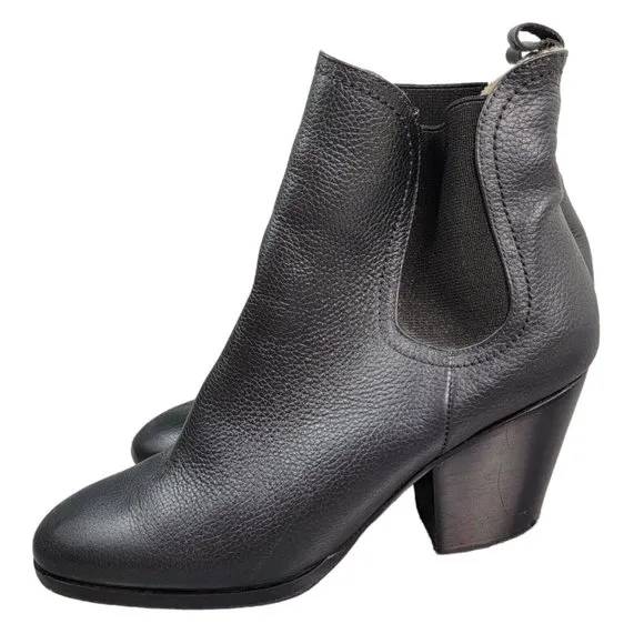 RACHEL COMEY Pebbled Nassau Chelsea Boots Heel Leather Sherpa Lined Size 6