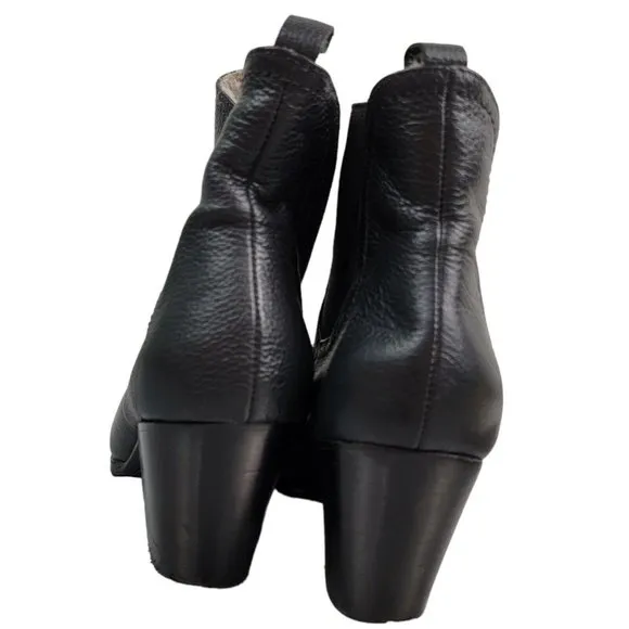 RACHEL COMEY Pebbled Nassau Chelsea Boots Heel Leather Sherpa Lined Size 6