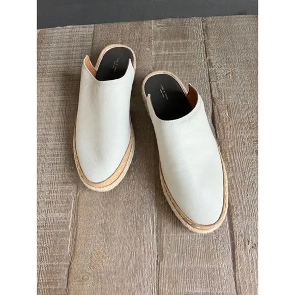 Rag &amp; bone cream leather espadrille slides size 38