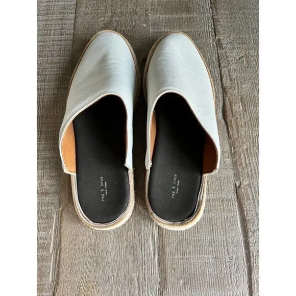 Rag &amp; bone cream leather espadrille slides size 38
