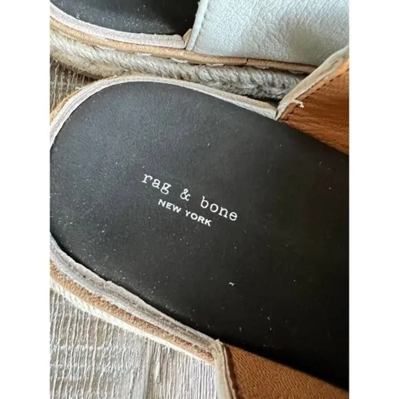 Rag &amp; bone cream leather espadrille slides size 38